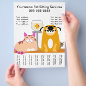 Huisdierenoppas Flyer met labels-hond, kat, vis, m (Hand)