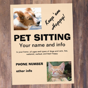 Huisdierenoppas hond en kat flyer