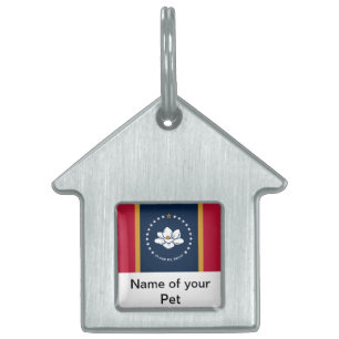 Huisdierentegel met Vlag van de Staat Mississippi, Huisdieren Naamplaatje