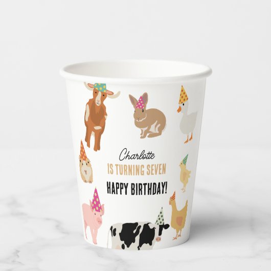 Huisdierentuin Feest Dieren Barnyard Verjaardags T Papieren Bekers (Achterkant)