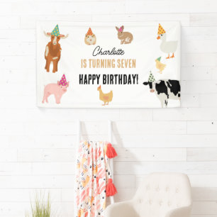 Huisdierentuin Feest Dieren Boerderij Verjaardags Spandoek