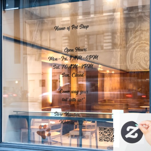 Huisdierenwinkel Transparante op maat gesneden raa Raamsticker (Cafe Raam)