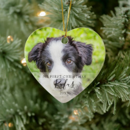 Huisdierfoto Eerste kerst Sneeuwvlokken Keramisch Ornament