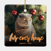 Huisdierfoto Eerste Kerstmis Thuis Koper Keramisch Ornament (Achterkant)