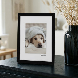 Huisdierfoto | Modern Minimaal Zwart-Wit Frame Hui Fotoplaat