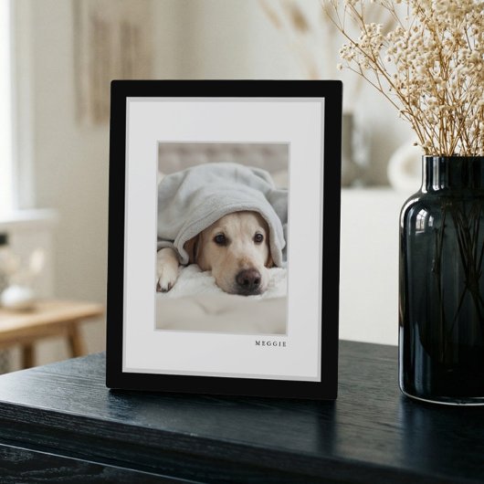 Huisdierfoto | Modern Minimaal Zwart-Wit Frame Hui Fotoplaat