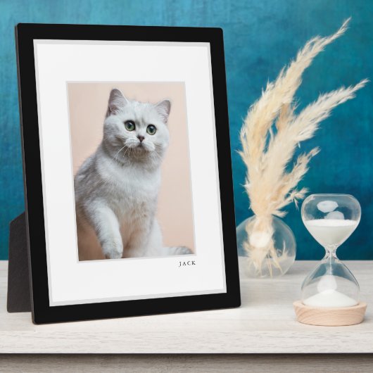 Huisdierfoto | Modern Minimaal Zwart-Wit Frame Hui Fotoplaat (Zijkant)