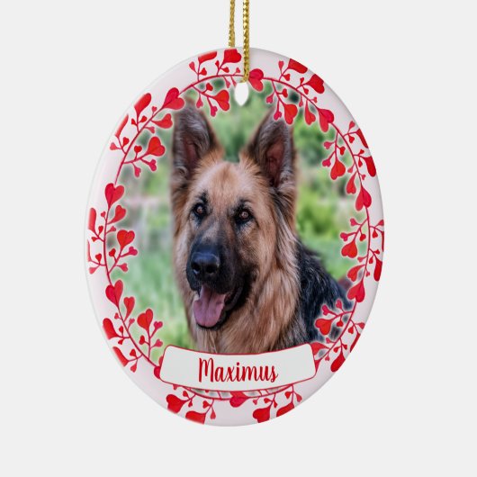 Huisdierfoto Valentijnsornament - Herinnering aan Keramisch Ornament (Rechts)