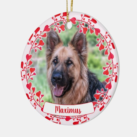 Huisdierfoto Valentijnsornament - Herinnering aan Keramisch Ornament (Links)