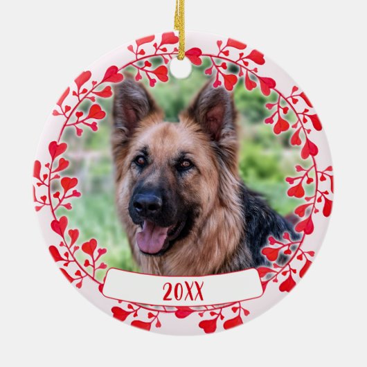 Huisdierfoto Valentijnsornament - Herinnering aan  Keramisch Ornament (Achterkant)