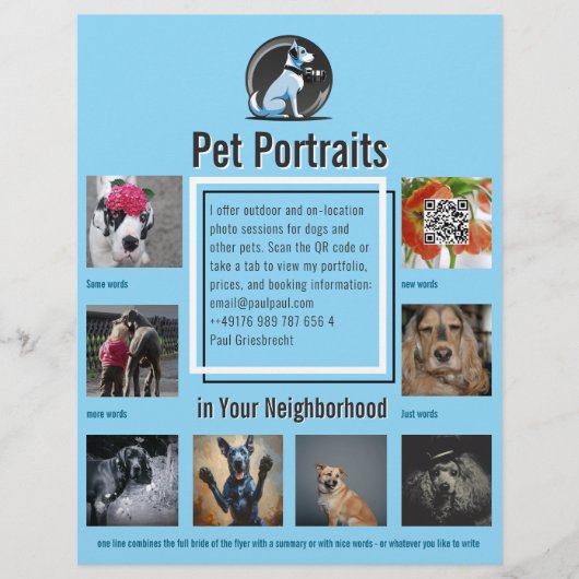 Huisdierfotografie Sessie Flyer Met QR-Code & Afsc (Voorkant)
