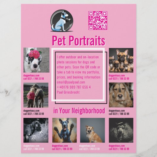 Huisdierfotografie Sessie Flyer Met QR-Code & Afsc (Voorkant)
