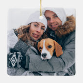 Huisdierfoto's Modern script Eerste kerst  Keramisch Ornament (Achterkant)