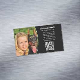 Huisdiergezel Zwart Wit Aangepaste QR-code Foto Magnetisch Visitekaartje