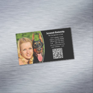 Huisdiergezel Zwart Wit Aangepaste QR-code Foto Magnetisch Visitekaartje