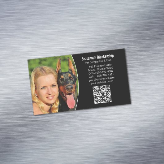 Huisdiergezel Zwart Wit Aangepaste QR-code Foto Magnetisch Visitekaartje (Voorbeeld)