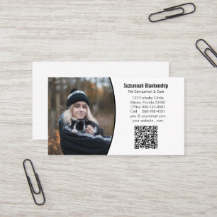 Huisdiergezel Zwart Wit Aangepaste QR-code Foto Visitekaartje