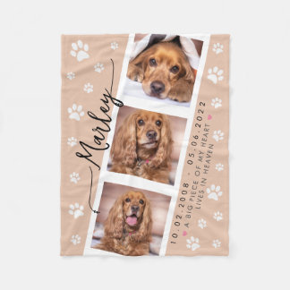 Huisdierherdenking Aangepaste Fotocollage met Poot Fleece Deken
