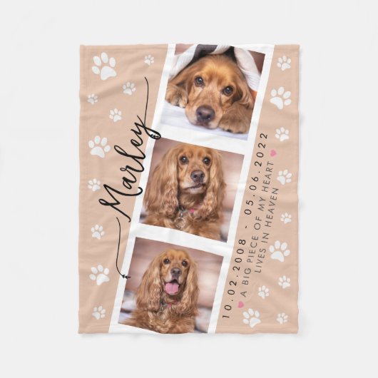 Huisdierherdenking Aangepaste Fotocollage met Poot Fleece Deken (Voorkant)