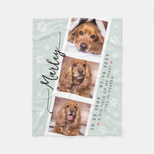 Huisdierherdenking Aangepaste Fotocollage met Poot Fleece Deken