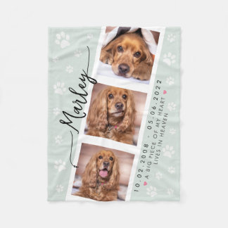Huisdierherdenking Aangepaste Fotocollage met Poot Fleece Deken