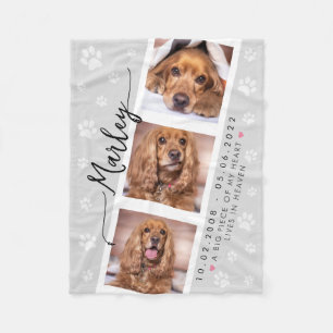 Huisdierherdenking Aangepaste Fotocollage met Poot Fleece Deken
