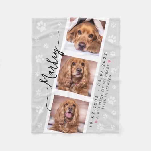 Huisdierherdenking Aangepaste Fotocollage met Poot Fleece Deken (Voorkant)
