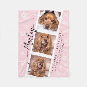 Huisdierherdenking Aangepaste Fotocollage met Poot Fleece Deken