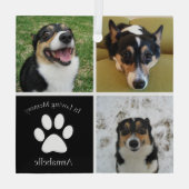 Huisdierherdenking Aangepaste Honden Foto Collage Glas Ornament (Achterkant)
