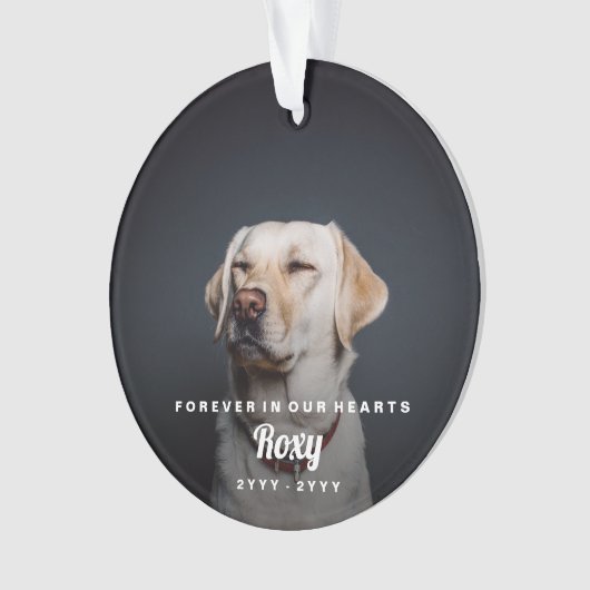 Huisdierherdenking Eenvoudige Foto Naam en Jaartal Ornament (voorkant)
