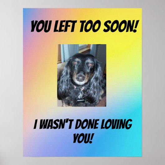 Huisdierherdenking Je ging te vroeg heen 1 foto Poster (Voorkant)