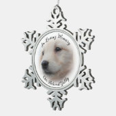 Huisdierherdenking met zachte witte fotovignet tin sneeuwvlok ornament (Rechts)