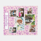 Huisdierherdenking Paarse Glitterpootafdrukken Fleece Deken (Voorkant (Horizontaal))