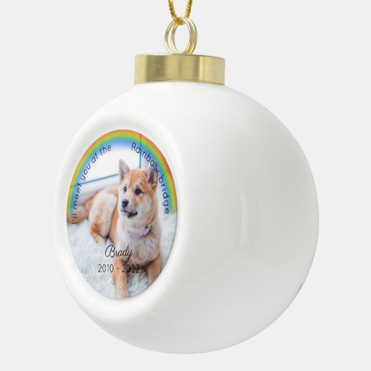 Huisdierherdenking Rainbow Bridge Kerst Geschenk H Keramische Bal Ornament (Rechts)