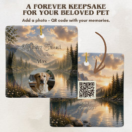 Huisdierherdenkingsfoto-ornament met QR-code Keramisch Ornament