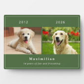 Huisdierhond 2-foto Aangepaste Naam Herdenking Fotoplaat (voorkant)