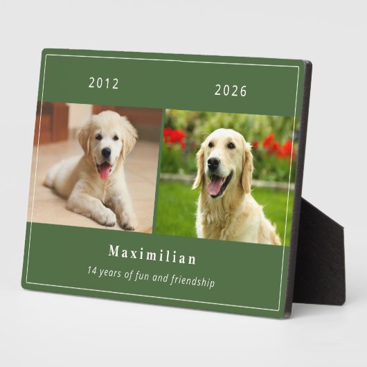 Huisdierhond 2-foto Aangepaste Naam Herdenking Fotoplaat (Zijkant)