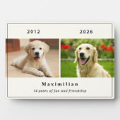 Huisdierhond 2-foto Aangepaste Naam Herdenking Fotoplaat (voorkant)
