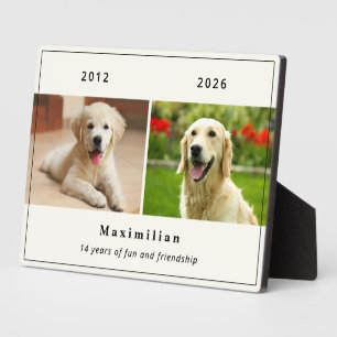 Huisdierhond 2-foto Aangepaste Naam Herdenking Fotoplaat