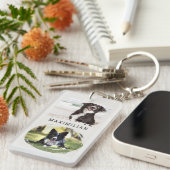 Huisdierhond 4-foto aangepaste naam sleutelhanger (Voorkant Rechts)