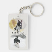 Huisdierhond 4-foto aangepaste naam sleutelhanger (achterkant)