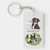 Huisdierhond 4-foto aangepaste naam sleutelhanger (Voorkant)