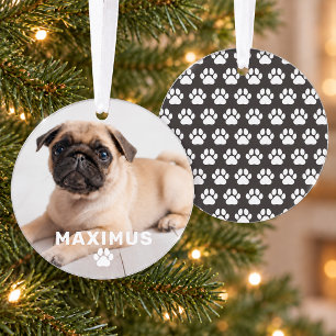 Huisdierhond Eenvoudige Pootafdruk Aangepaste Naam Ornament