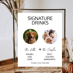 Huisdierhond Foto Signature Drank Modern Trouwmenu Poster