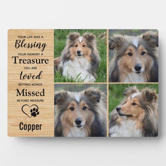 Huisdierhond Herdenkingsgeschenk - Aandenken aan h Fotoplaat (voorkant)