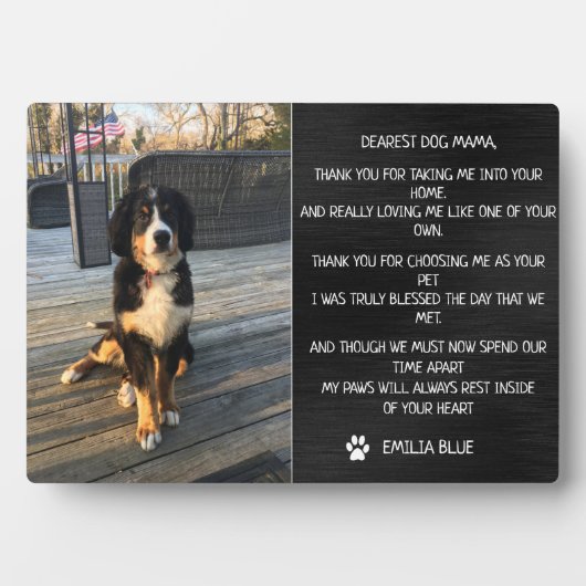 Huisdierhond Herdenkingsplaque Met Liefdevolle Her Fotoplaat (voorkant)