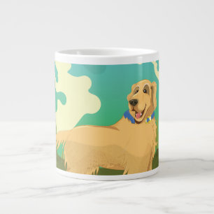 Huisdierhond in het park grote koffiekop
