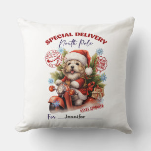 Huisdierhond Mooie Puppy Kerst Dekkingskussen Kussen