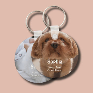 Huisdierhond Naam 2 Foto Schattig Sleutelhanger