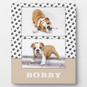 Huisdierhond Pootafdruk 2 Foto Collage Aandenken  Fotoplaat (Voorkant)